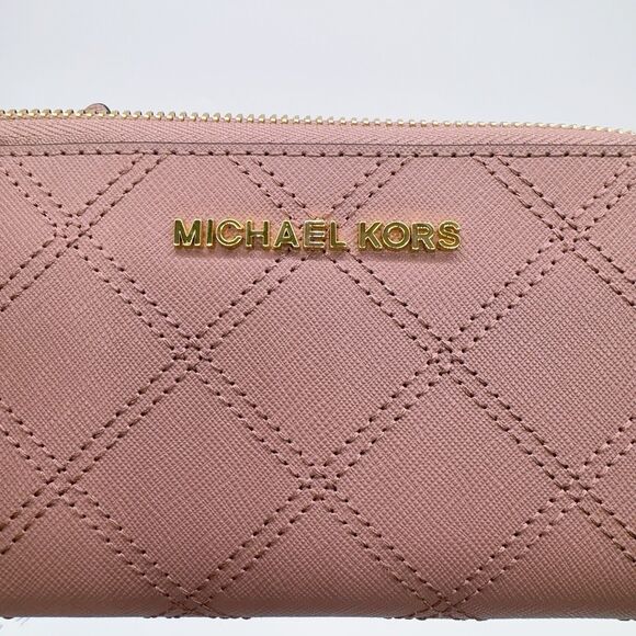 Michael Kors Jet Set Travel Large Coin Phone Case Wallet Wristlet Leather MF NWT - Picture 6 of 9